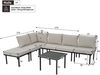Sofa 231x174x66 mit Stahl und Olefin, verstellbar, beige Bild 4