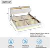 Polsterbett 160×200 cm mit USB und LED, klappbarem Kopfteil mit Stauraum, Beige, ohne Matratze Bild 5