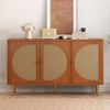 Sideboard 129,8 cm Walnuss Spanplatte mit 3 Türen, verstellbare Regale, Metallfüße 15 cm Bild 3