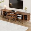 MODFU Lowboard Rustikaler TV-Schrank (Fernsehtisch, Wohnzimmermöbel, Fernsehschrank, 1 St, Walnussoptik, viel Stauraum), natürliches Design, Walnuss-Optik Bild 2