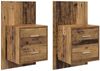 vidaXL Wandmontiertes Nachttischchen 2 pcs Altholz 48,5 x 32,5 x 80 cm 880486 Bild 2