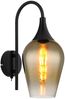 Ausgefallene LED Wandleuchte mit Schalter & Glasschirm Gold, Höhe 36cm Bild 2