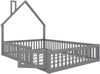 Polsterbett, 140 x 200 cm, Kinderbett mit Schornsteinform, Bett mit Lattenrost ohne Matratze, Kiefernholz, Minimalistischer Stil, Grau Bild 5