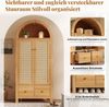 HAUSS SPOLE Kleiderschrank in Bogenform,Garderobenschrank mit Kleiderstange und Schubladen,Eiche (Landhausstil mit offene halbrunde Ablage,mit Kippsicherungen) mit Magnetverschluss und Lochabdeckungsaufklebern Bild 4