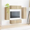 vidaXL TV-Wandregal-Set Wandmontiert 4 pcs Sonoma-Eiche Holzwerkstoff 3408927 Bild 4