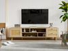 TV-Schrank 160x39x40,5 cm, holzfarbenes Rattan, 2 Schubladen & 1 Tür, Kabelmanagement für 70-Zoll,Hölzernes Bild 2