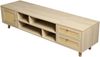 TV-Schrank 160x39x40,5 cm, holzfarbenes Rattan, 2 Schubladen & 1 Tür, Kabelmanagement für 70-Zoll,Hölzernes Bild 4