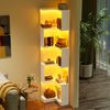 Merax 175cm Eckbücherregal, Multifunktionsbücherregal, L-förmiges Bücherregal, LED-Farbwechsel-Lichtleiste, Fernsteuerung per App, fünfschichtiger Stauraum, weiß Bild 3