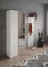 Schuhschrank >Farina< Spiegel, Weiss Hochglanz Lack / Eiche Cadiz Dekor - 70x185x35cm B/H/T Bild 5