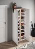 Schuhschrank >Farina< Spiegel, Weiss Hochglanz Lack / Eiche Cadiz Dekor - 70x185x35cm B/H/T Bild 2