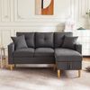 3-Sitzer Ecksofa 175 x 129 x 90 cm aus Baumwoll-Leinenstoff mit verschiebbarer Chaiselongue Bild 2