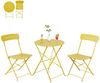 LuxusKollektion Balkonset Bistro Set 2 Stühle Balkonmöbel Wetterfest Gelb mit Nut Bild 5