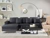 Ecksofa Leder schwarz rechtsseitig mit Ottomane OSLO Bild 3