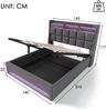 Polsterbett mit USB 140x200 cm,LED Doppelbett mit Lattenrost aus Metallrahmen,Bettgestell aus Leinenmaterial Jugendbett (Ohne Matratze) Bild 2