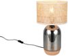 Große LED Tischleuchte mit Rattanschirm, Kork und Glasfuß, Höhe 43cm Bild 2