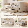 Merax Einzelbett, Polsterbett, 90x190 cm Daybett, Tagesbett, Sofabett, mit 2 Schubladen für Stauraum, Schlafsofa, Tagbett , ausziehbar auf 180 cm, mit USB-Anschluss, Chenille, Beige Bild 5