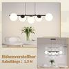 ZMH Pendelleuchte Esstisch Hängeleuchte Schwarz - E27 Glas Hängelampe 5-Flammig Esszimmerlampe Modern 150CM Höhenverstellbar Esstischlampe für Esszimmer Wohnzimmer Bartheke I ohne Leuchtmittel Bild 3