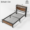 Bett 90x200 cm mit Stauraum-Kopfteil aus Metall und Holz – industrieller Look mit großzügigen Ablagen Bild 5