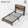 Bett 90x200 cm mit Stauraum-Kopfteil aus Metall und Holz – industrieller Look mit großzügigen Ablagen Bild 5
