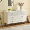 Sideboard 120 x 40 x 75 cm aus MDF in Weiß mit 6 Schubladen, Stahlbeine & goldfarbene Griffe Bild 2