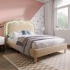 Polsterbett 90x200 cm mit LED mit verstellbarem Kopfteil und LED Beleuchtung, Bettgestell mit Musikmodus,Beige Bild 3
