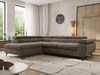 MKS Möbel 'Pablo L-Form' Ecksofa mit Schlaffunktion, verstellbare Kopfstützen, Braun, Schenille grob, Visco Topper, Links Bild 1