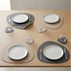 Arendo Platzset 6er Set Premium Tischset doppelseitig, Kunstleder, rutschfest, oval, (Set, 12-St, 6 Tischsets + 6 Getränkeuntersetzer), wasserabweisend, abwischbar, Tellerunterlage & Getränkeuntersetzter Bild 3