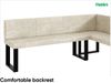 MEBLINI Eckbank für Esszimmer mit ausziehbarem Tisch - Küchenbank - Essecke - Sitzecke Küche - PETER - U-Beine 142x196x87cm Rechts - Creme Samt/B Weiß Hochgl. Bild 5