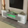 TV-Schrank 200 cm Hochglanzweiß & Beton mit LED-Beleuchtung, 6 Türen, 2 Schubladen, 3 offene Fächer Bild 3