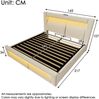 Merax Doppelbett 140x200 cm mit Stauraum, hydraulisches Bett, LED-Beleuchtung mit App-Steuerung, USB- & Type-C-Ladeanschlüsse, Samt, Kopfteil mit gebogenem Design, Beige Bild 4