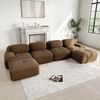 Modulares U-Sofa ohne Montage,atmungsaktiver Cordstoff 32D hochelastische Polsterung extra-breite Armlehnen haustierfreundlich und ergonomisch für Wohnzimmer und Schlafzimmer,Cordstoff,Braun, Bild 2