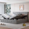 Polsterbett 180×200 cm mit hydraulischem Bettkasten, teilbar in 2×90×200 cm, grau, ohne Matratze Bild 4