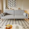 Schlafsofa 2-Sitzer mit verstellbarer Rückenlehne & Armlehnen, Samtstoff, klappbar, modern, mit 2 Kissen,Grau Bild 3