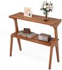 Tribesigns Beistelltisch 2-tier Sofatisch mit Massivholzbeinen, Beistelltisch mit Ablagefläche (1 x Beistelltisch - 1 x Zubehörpaket - 1 x Anleitung), schlanker Sofa-Beistelltisch mit Massivholzbeinen Bauernhaus Bild 5