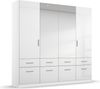 rauch 'CELLE' Kleiderschrank, 4-türig, 2 Spiegeltüren, 8 Schubkästen, Hochglanz alpinweiß, 181 x 197 x 56 cm Bild 3