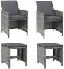 vidaXL 4-tlg. Gartenstuhl und Hocker Set Poly Rattan Grau 316753 Bild 2