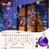 SERBASIC Lichterkette 3.5M Sterne Mond Lichtervorhang mit Stecker, 8 Modi, Timer, 31V, Für Fenster Garten Außen Weihnachtsdeko, Warmweiß & Mehrfarbig Bild 3