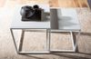Wohnzimmertisch 2er Set Metall Beistelltisch Eckig Weiß, Design Beistelltisch Industrial, Sofatisch Couchtisch Quadratisch, Tischset 2-teilig Satztisch Stahl Bild 5