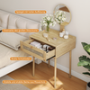 Rattan Waschtisch mit rundem Spiegel & Schubladen, Schminktisch, Konsolentisch, Holz, Schlafzimmermöbel Bild 5