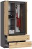 Raumhirsch Furniture Kleiderschrank - Vielseitiger Stauraum - 2 Türen Stilvoller Schlafzimmerschrank, ideal für Jugendzimmer & Wohnzimmer Bild 2