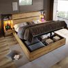 Bett mit Liegefläche 180x200 cm, Stauraumbett im Industrie-Look, USB- und Type-C-Ladestation, ohne Matratze Bild 4