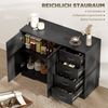 Sideboard Schwarz mit verstellbarem Regal, 2 Schubladen, nostalgische Griffe, Kippschutz, bis 70kg, 105x40cm, vielseitig einsetzbar Bild 4