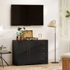 Sideboard Schwarz mit verstellbarem Regal, 2 Schubladen, nostalgische Griffe, Kippschutz, bis 70kg, 105x40cm, vielseitig einsetzbar Bild 3