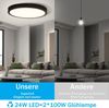 ZMH LED Deckenleuchte Rund Schwarz - 24W Deckenlampe Modern LED Badlampe Neutralweiß 4000K IP44 Ultra Dünn Ø 23 CM Wasserfest für Küche Büro Wohnzimmer Badezimmer Kinderzimmer Bild 5