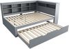 Multifunktionales Schlafsofa Grau 140x200 Mit Ausziehbett USB Ladesteckdose Stauraum Massivkiefer Doppelbett Gästebett Wohnzimmer Kompakt Bild 5