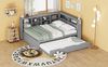 Multifunktionales Schlafsofa Grau 140x200 Mit Ausziehbett USB Ladesteckdose Stauraum Massivkiefer Doppelbett Gästebett Wohnzimmer Kompakt Bild 3