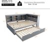 Multifunktionales Schlafsofa Grau 140x200 Mit Ausziehbett USB Ladesteckdose Stauraum Massivkiefer Doppelbett Gästebett Wohnzimmer Kompakt Bild 4