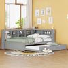 Multifunktionales Schlafsofa Grau 140x200 Mit Ausziehbett USB Ladesteckdose Stauraum Massivkiefer Doppelbett Gästebett Wohnzimmer Kompakt Bild 2