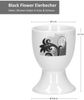 6er Set Black Flower Eierbecher 6 Personen Planzen-Dekor schwarz - 6 x Eierbecher Bild 5