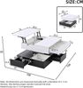 Couchtisch 70x70x40 cm (bis 55 cm) 360° drehbar, Hochglanz schwarz-weiß, 3 Schubladen, versteckter Stauraum Bild 4